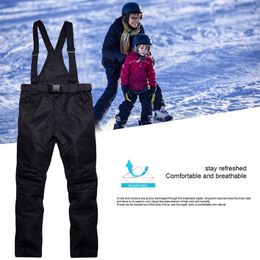 Skiing Pants Insulated Ski Overalls Ripstop Warm Snowboard Comfortable Snow Bibs For Men Women Black S-3XL