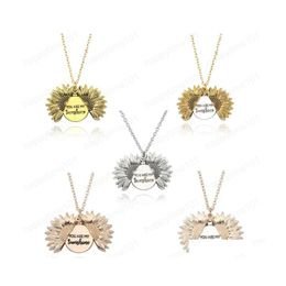 Pendant Necklaces Est You Are My Sunshine Engraved Necklace Gold Sier Plated Choker 11 Styles Sunflower Locket Pendant Necklaces Wom Dhzva