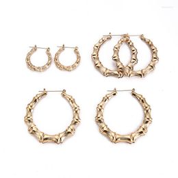 Hoop Earrings Large Bamboo Joint Statement Women Hip-Hop Golden Big Circle Stud Earring Female Heart Punk Party Fashion Jewellery