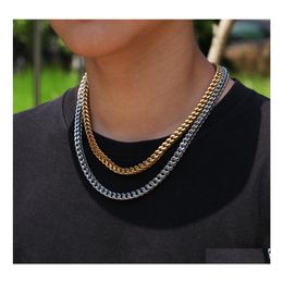 Chains 6Mm Men Chain Gold Tone Stainless Steel Cuban Waterproof Hiphop Curb Link Necklace Mens Jewellery Drop Delivery Necklaces Pendan Dhswx