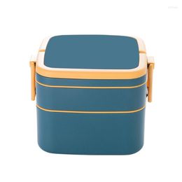 Dinnerware Sets Double-Layer Portable Round/Square Insulated Bento Box With Lid Heat Container