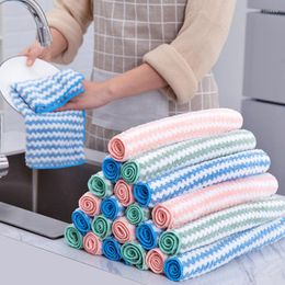 Table Napkin 20Pcs Striped Flower Household Kitchen Towels Absorbent Thicker Microfiber Wipe Towel Cleaning Dish Washing Cloth