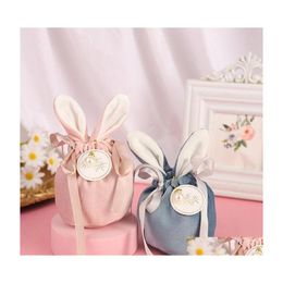 Packing Bags Easter Cute Bunny Gift Packing Bags Veet Valentines Day Rabbit Chocolate Candy Wedding Birthday Party Jewelry Organizer Dhlui