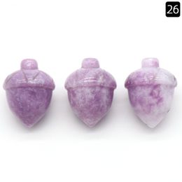 Natural Shape Acorn Gemstone Decorative Hand Carved Healing Lepidolite Hazelnut Stone For Home Decoration Gift
