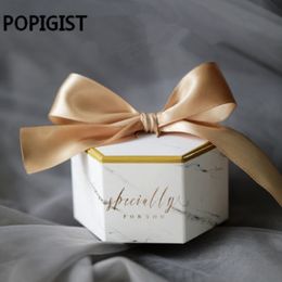 Gift Wrap Creative wedding candy boxes with grey ribbons paper Favour bags marble printed chololate container souvenir 30 221202