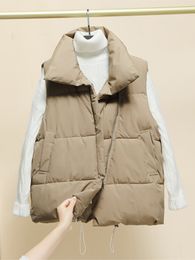 Women's Vests Down vest female collar sleeveless coat winter leisure han edition with a loose warm zipper pure Colour A05D 221202