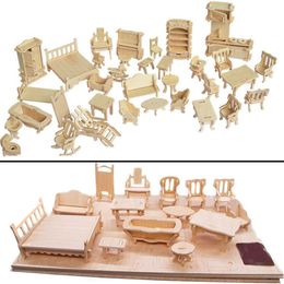 Kitchens Play Food Miniature 1 12 Dollhouse Furniture For Dolls Mini 3D Wooden Puzzle DIY Building Model Toys Children Gift 221202