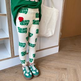 Leggings Tights Autumn baby girls letters printed leggings cotton elastic skinny pants 221203