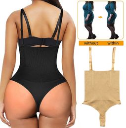 Women's Shapers Sexy Body Shapewear Thong Waist Trainer Corset Open Bust Shaper Seamless Invisible suit Slimming Belly Underwear Faja 221202