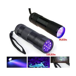 Uv Lights Portable Led Flashlight 9 12 Leds Uv Lamp 365400Nm Detector Light For Dog Cat Urine Pet Stains Bed Bugs Scorpions Hinery L Otaqs