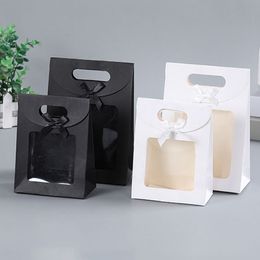 Gift Wrap 10pcs Transparent Window Bags With Bowknot For Wedding Birthday Home Party White Black Packaging Baking Takeaway 221202