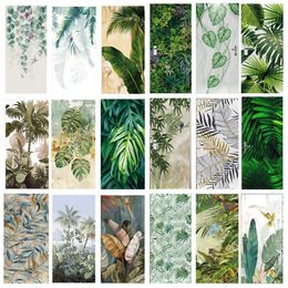 Other Decorative Stickers 3D Green Palm Leaf Door Sticker SelfAdhesive Po Wallpaper For Bedroom Entrance Poster Furniture Decal Home Design Cover 221203