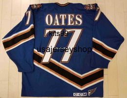 Custom Adam Oates Vintage Ccm Hockey Jersey Blue Mens Retro Jerseys