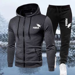 Men's Tracksuits Autumn Winter Discovery Men Suit Brand Sports Printed Hoodie Sets Male Luxury Fleece Zip Casual Designer Sportswear Suits 221202
