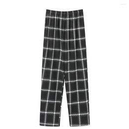 Men's Sleepwear Plaid Pyjama Pants Men Cotton Flannel Sleep Lounge Bottoms Trousers Nightwear Elastic Waist Loose Homewear