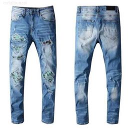 Men's Jeans 2022 Designer Mens Jeans Hip-hop Fashion Zipper Hole Wash Jean Pants Retro Torn Fold Stitching Men Design Motorcycle Riding Cool Slim Pantwq3t