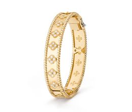 Classic Charm Bracelets Signature bracelet vanclee Four-leaf clover Star kaleidoscope three color Gold bracelet womens Girls Valentine Jewelry bijoux cjewelers