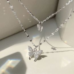 Fashion Shiny Multilayered Butterfly Necklace Exquisite Double Layer Clavicle Chain Necklace Jewellery For Women