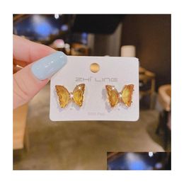 Stud Candy Colour Shining Crystal Butterfly Women Stud Earrings Lady Wedding Jewellery 5 Colours Drop Delivery 2021 Dhsop