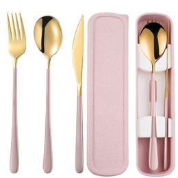 Dinnerware Sets 3 Piece Outdoor Flatware Set 188 Stainless Steel Silverware Set with Container Box Portable Fork Spoon Travel Cutlery Set 221203