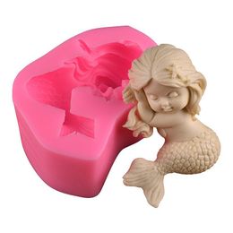 Mermaid Fondant Silicone Mould Pack of 2 Mermaid Diy Cake Decoration Mould Aromatherapy Ornaments Plaster Silicone Mould 1223777