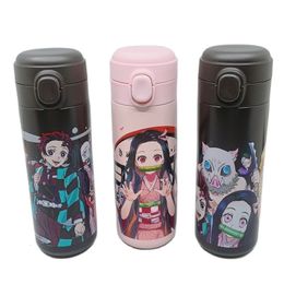 Thermoses Japanese Anime Vacuum Cup Demon Slayer Kimetsu Printing Flask Kawaii Loli Cartoon Water Bottle for Kid Fans Collect Gifts 221203