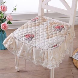 Chair Covers Dining Cushion 42x45cm European Printed Seat Cushions With Lace Quality Four Seasons Stool Mat Non-slip Buttocks Pad