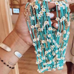 Choker KKBEAD 2022 Kpop Daisy Flower Necklace For Women Girl Friends Drop Handmade Beaded Necklaces Gift Her Accessories