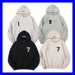 Herren- und Damen-Hoodies Herbst Winter 2023 Neue Modemarke EssentialSweatshirts Saison 8 Double Line 1977 Digitaler Beflockungspullover Locker lässig