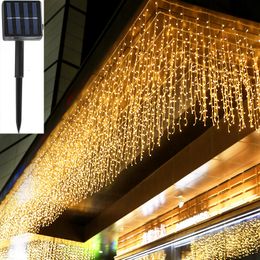 Garden Decorations Solar Lights 6m Width Droop 05m Christmas Garland Light String for Eaves House Outdoor Decoration 221202
