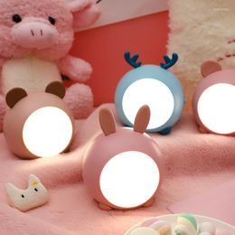 Night Lights Cute Animal Lamp Home Kids Bedside Bedroom Desk Stepless Dimming Led Usb Charger Lamps Touch Personalised Gift Lamparas B