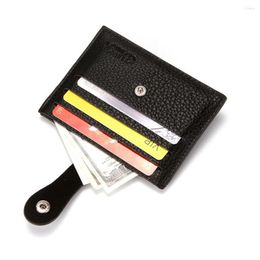 Card Holders Lychee Pattern Mini Holder Cover Hasp Men Small Wallet Ultra-Thin Organizer Case Package PU Leather Coin Purse