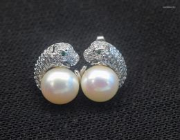 Stud Earrings One Pair White Freshwater Pearl Coin 9-10mm Wholesale Beads FPPJ