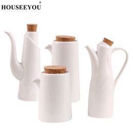 Herb Spice Tools White Porcelain Olive Oil Pot Sauce Vinegar Salt Spices Seasoning Can Bottle Gravy Boats Kitchen Cooking Tools Storage Organiser 221203