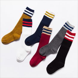 Kids Socks 3 Pairs lot kids socks children knee high girls boys school for sport long striped cotton set 221203