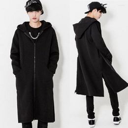 Men's Hoodies Coat Autumn Winter Style Long Plus Velvet Thickened Cardigan Windbreaker Hoodie Youth Casual Large Size Dark