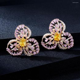 Stud Earrings Siscathy Elegant Luxury Cubic Zirconia For Women Fashion Shiny Hight Quality Flower Crystal Pendant Earring Party