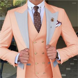 Men's Suits 2022 Arrival Light Blue Slim Fit Men Clothing For Lapel Wedding Groom Tuxedos Trajes De Hombre Vestir Elegantes Blazers