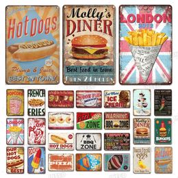 Metal Painting Vintage Decor Fast Food Breakfast Shop Lunch Tin Signs Wall Posters Art Plate Kitchen Decorative Man cave Plaque Metal Decorate Size 20X30CM w01