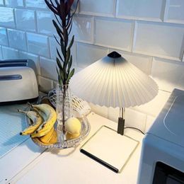 Table Lamps Nordic Retro Pleated Lamp Bedroom Home Living Room Study Desk Bedside Decor