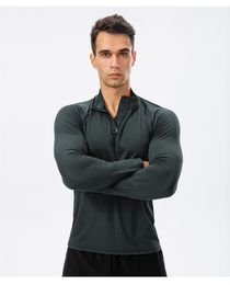 LU LU Yoga Outfit Mens Train Basketba Running Gym Tshirt Exercise Fiess Wear Sportwear Loose Shirts Outdoor Tops Long Sleeve Elastic Breathable