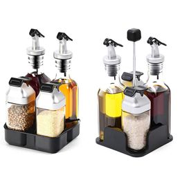 Herb Spice Tools 5 Pieces Set Oil And Vinegar Salt Pepper Dispenser Set With Storage Tray Stainless Steel Condiment Kitchen Accessories 221203