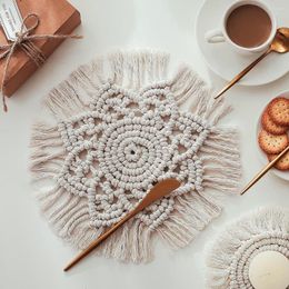 Table Mats Kicthen Accessories Macrame Cup Coasters Boho Placemats Handmade Woven Washable Absorbent Heat Resistant Mat T540
