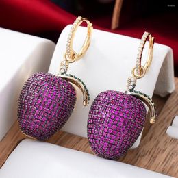 Stud Earrings Fashion Cubic Zirconia Pendant Drop For Women Luxury Korean Cute Apple Fruit Earring Wedding Party Jewellery