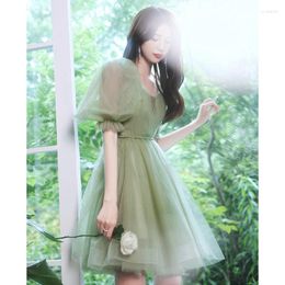 Ethnic Clothing Women Sexy Green A Line Tulle Evening Dresses Luxury Formal Celebrity Fairy Prom Gowns Daily Wear