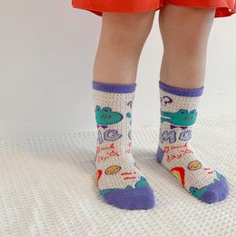 Kids Socks 4 Pairs Lot Summer Cotton Mesh Long With Print Child Toddler Baby Girls Boy Cute Funny Kawaii Knee High Sock Drawings 221203