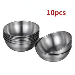 Herb Spice Tools 10pcs Stainless Steel Round Sauce Dishes Food Dipping Bowls Saucer Appetiser Plates Sauce Storage Container Kitchen Tools 221203
