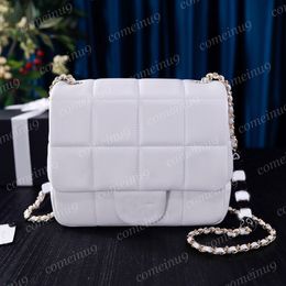 Excellent Original Dice Mini Flap Bags 2024 White Lambskin Womens Crossbody Shoulder Letter Chain Bag 17cm Original Leather Messenger Purse Designer Handbags w Box