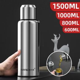 Thermoses 600 1000 1500ML Stainless Steel Vacuum Flask Outdoor Insulated Water Bottle Portable Tumblers Car Thermos Coffee Cup Rope Philtre 221203