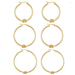 Hoop Earrings Boniskiss Love Knot Golden For Women Girl Stainless Steel Stylish Wedding Jewellery Accessories